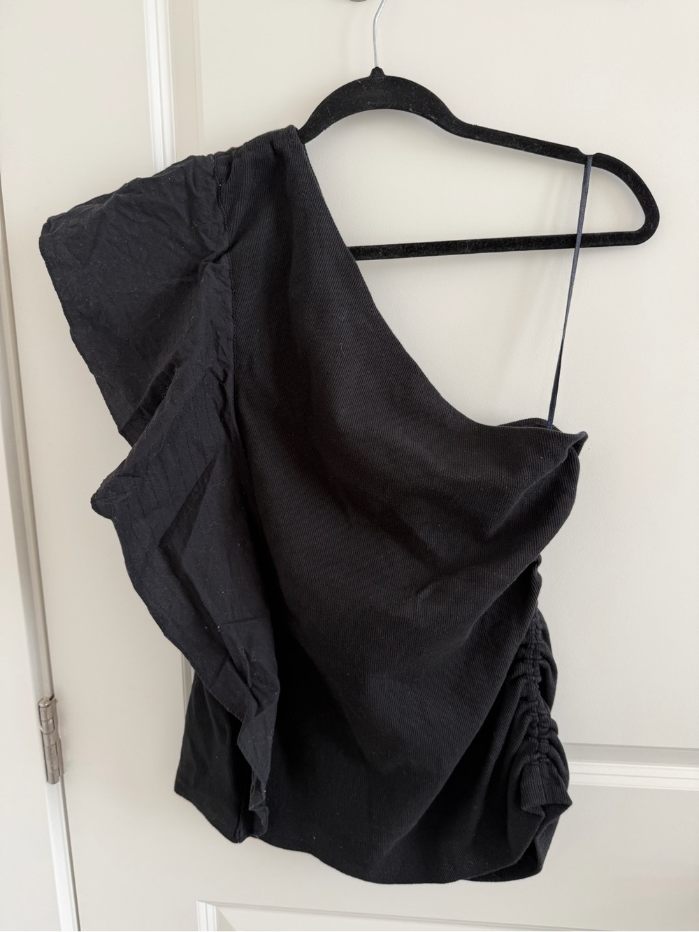 Anthropologie Asymmetrical Black One-Shoulder Top